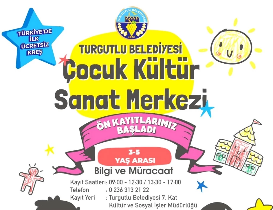Turgutlu Belediyesinin Türkiye’ye Örnek Olacağı Çocuk Kültür Sanat Merkezinde Kayıtlar Başladı