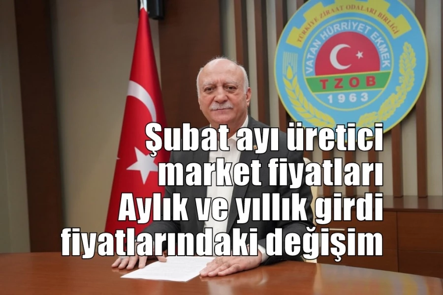 Şubat ayı üretici market fiyatları Aylık ve yıllık girdi fiyatlarındaki değişim