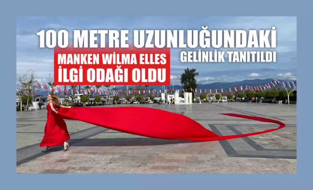 100 metre uzunluğundaki gelinlik tanıtıldı