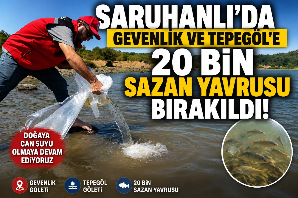 Saruhanlı’da Gevenlik ve Tepegöl’e 20 Bin Sazan Yavrusu Bırakıldı